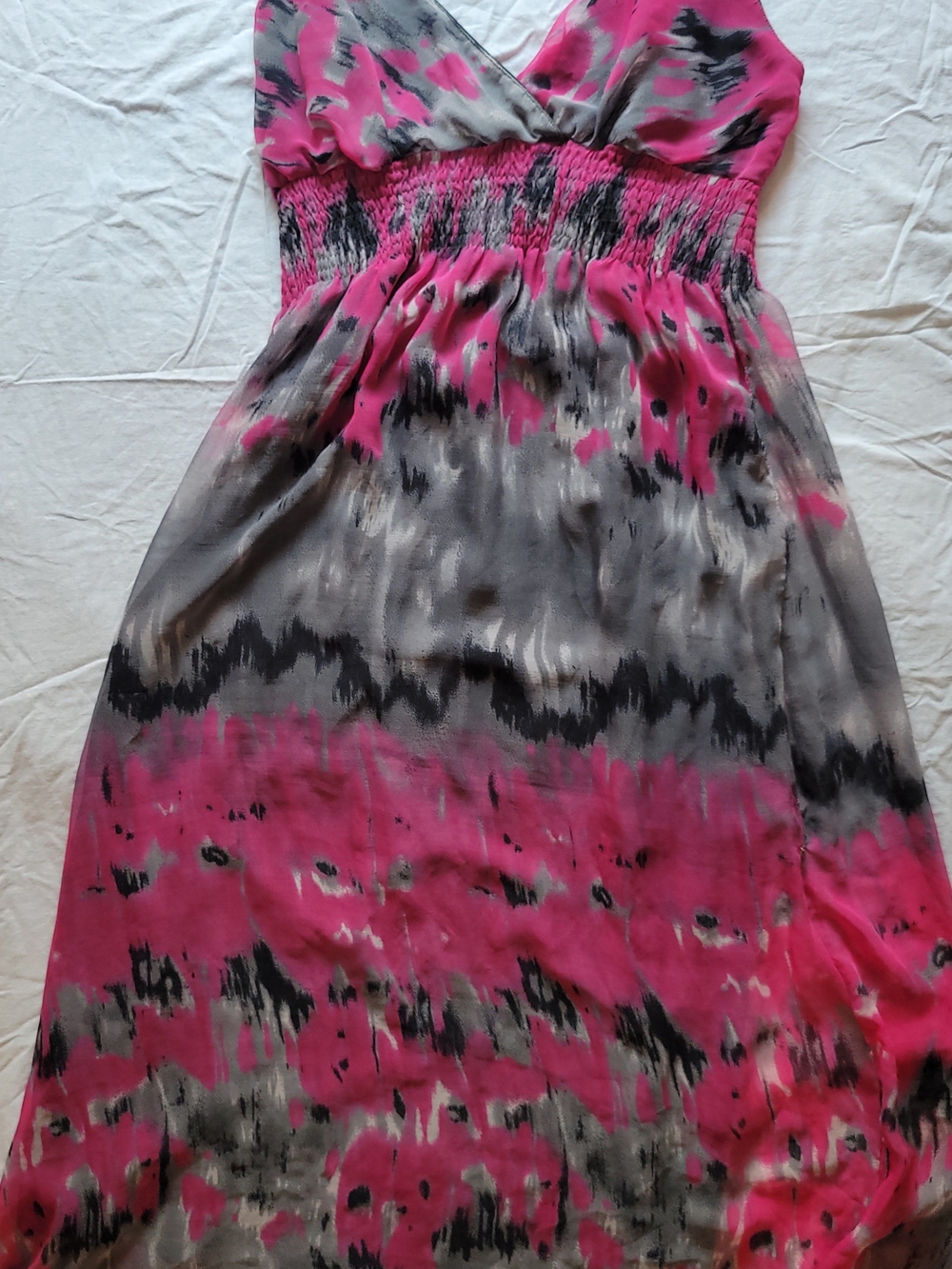 Women’s Pink and Gray Print Maxi Dress